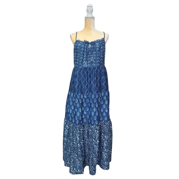 Faherty Sun Chaser Tiered Maxi Dress Size Small Blue Sleeveless Sundress New NWT - Picture 2 of 8